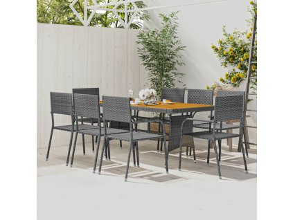 9dílný zahradní jídelní set polyratan šedý 3120113