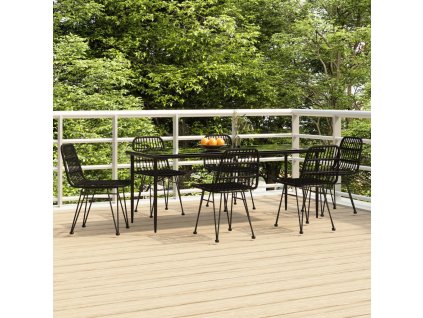 7dílný zahradní jídelní set černý polyratan 3157885