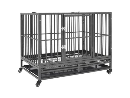 Klec pro psy s kolečky ocel 92 x 62 x 76 cm 171491