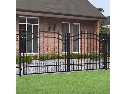 Plotová branka s kopím nahoře černá 305 x 125 cm, práškově lakovaná ocel 151096