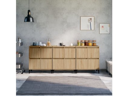 Příborníky 3 ks dub sonoma 60 x 35 x 70 cm kompozitní dřevo 3185778