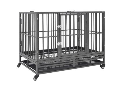 Klec pro psy s kolečky ocel 102 x 72 x 85 cm 171492