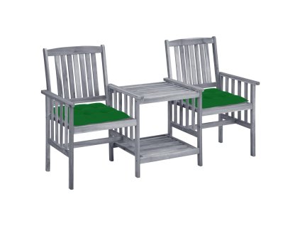 Zahradní židle s čajovým stolkem a poduškami masivní akácie 3061322