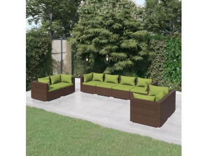 8dílná zahradní sedací souprava s poduškami polyratan hnědá 3102284