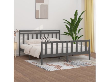 Rám postele šedý masivní borovice 200 x 200 cm 3107050