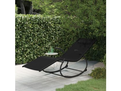 Houpací lehátko černé ocel a textilen 318112