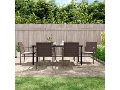 7dílný zahradní jídelní set s poduškami polyratan a ocel 3186965