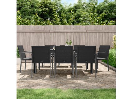 9dílný zahradní jídelní set s poduškami polyratan a ocel 3186968