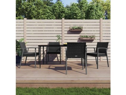 5dílný zahradní jídelní set s poduškami polyratan a ocel 3186979