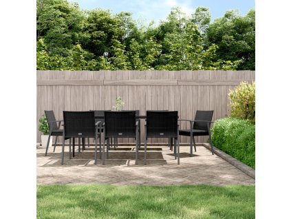 9dílný zahradní jídelní set s poduškami polyratan a ocel 3186984