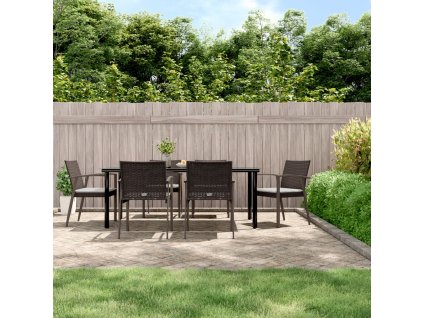 7dílný zahradní jídelní set s poduškami polyratan a ocel 3186997