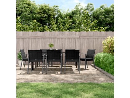 9dílný zahradní jídelní set s poduškami polyratan a ocel 3187000