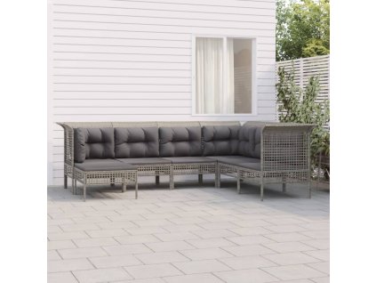 7dílná zahradní sedací souprava s poduškami šedá polyratan 3187558