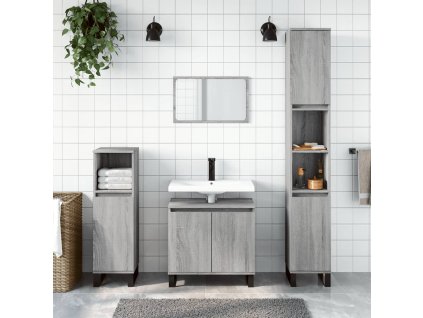 3dílný set koupelnových skříněk šedý sonoma kompozitní dřevo 3187803