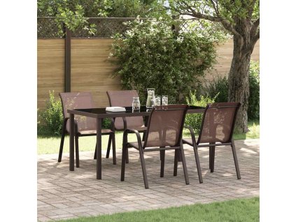 Stohovatelné zahradní židle 4 ks hnědé textilenová tkanina 318782