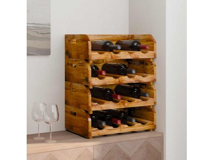 Stojan na víno se 4 regály pro 16 lahví masivní mahagon 244491