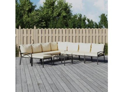 9dílná zahradní sedací souprava s pískovými poduškami ocel 3187960