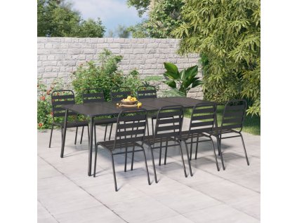 9dílný zahradní jídelní set antracitový ocel 3187995