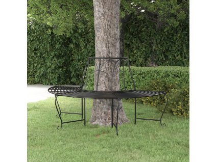 Půlkruhová lavice kolem stromu Ø 159 cm černá ocel 318825