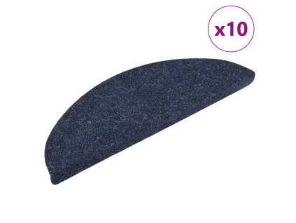 Schodové rohože samolepicí 10 ks 56 x 17 x 3 cm modré půlkulaté 149685