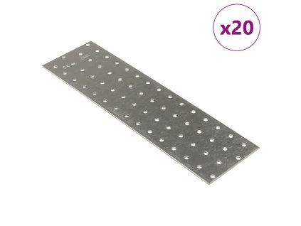 Perforované destičky 20 ks 2 mm 300 x 80 mm pozinkovaná ocel 155542