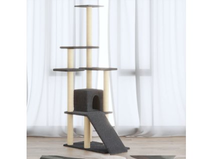 Škrabadlo pro kočky se sisalovými sloupky tmavě šedé 155 cm 171517