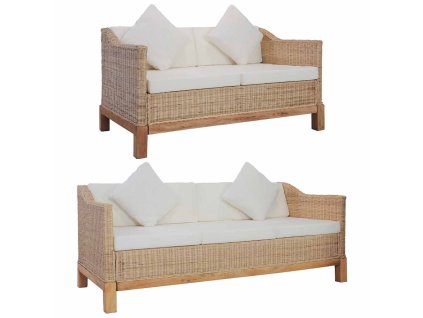 2dílná sedací souprava s poduškami přírodní ratan 278615