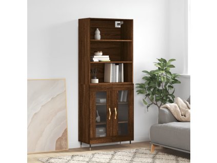 Skříň highboard hnědý dub 69,5 x 34 x 180 cm kompozitní dřevo 3189300