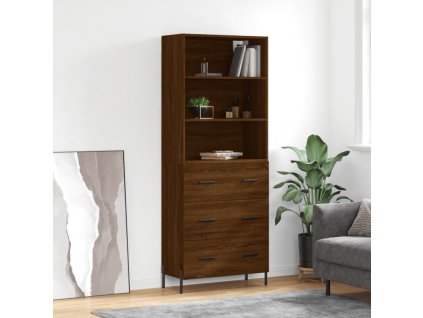 Skříň highboard hnědý dub 69,5 x 34 x 180 cm kompozitní dřevo 3189396