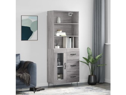 Skříň highboard šedá sonoma 69,5 x 34 x 180 cm kompozitní dřevo 3189507