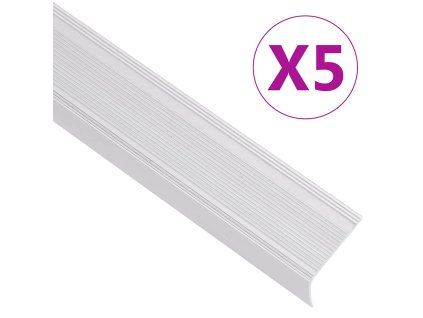 Schodové hrany ve tvaru L 5 ks hliník 90 cm stříbrné 146731