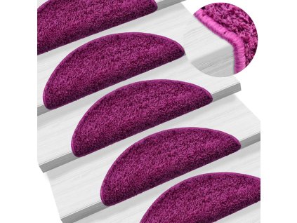 Schodové rohože 10 ks 56x17x3 cm fialové půlkulaté 149793