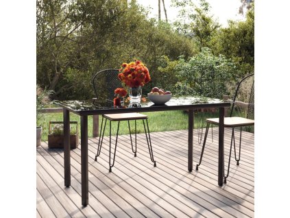 Zahradní jídelní stůl černý 200x100x74 cm ocel a tvrzené sklo 319284
