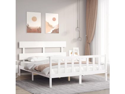 Postel bez matrace bílá 160 x 200 cm masivní borovice 3193282