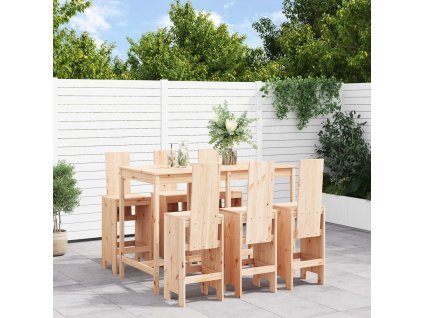 7dílný zahradní barový set masivní borové dřevo 3157781