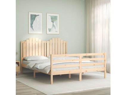 Rám postele s čelem 160 x 200 cm masivní dřevo 3194191