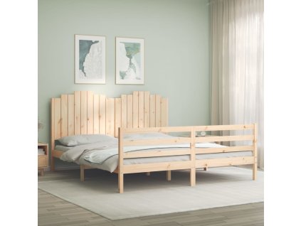 Rám postele s čelem Super King Size masivní dřevo 3194196