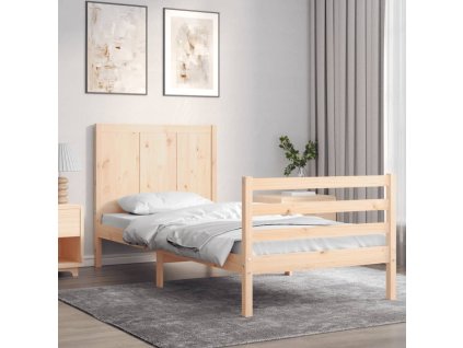 Rám postele s čelem 100 x 200 cm masivní dřevo 3194496