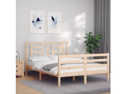 Rám postele s čelem 140 x 190 cm masivní dřevo 3194681