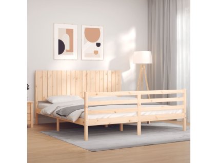 Rám postele s čelem Super King Size masivní dřevo 3194781