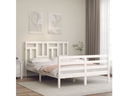 Rám postele s čelem bílý 120 x 200 cm masivní dřevo 3194957