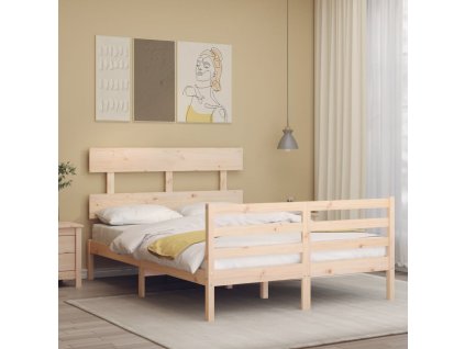 Rám postele s čelem Small Double masivní dřevo 3195061