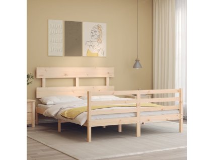 Rám postele s čelem King Size masivní dřevo 3195096