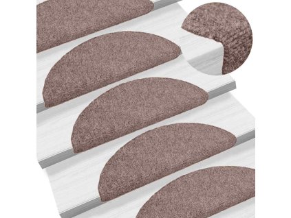 Schodové rohože samolepicí 5 ks 56 x 17 x 3 cm světle hnědé, půlkulaté 149674