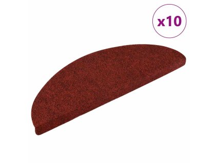 Schodové rohože samolepicí 10 ks 56 x 17 x 3 cm vínově červené půlkulaté 149683