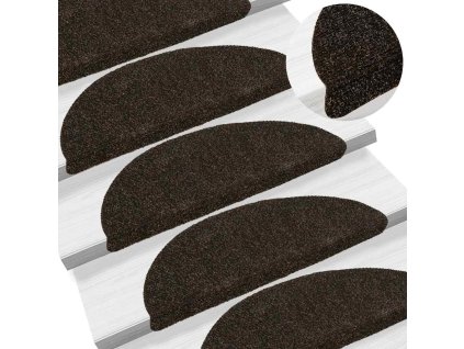 Schodové rohože samolepicí 5 ks 56 x 17 x 3 cm tmavě hnědé půlkulaté 149686