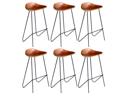 Barové židle 6 ks hnědé pravá kůže 276364