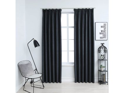 Zatemňovací závěsy s háčky 2 ks antracitové 140 x 175 cm 134461
