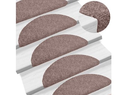 Schodové rohože samolepicí 10 ks 65 x 21 x 4 cm světle hnědé, půlkulaté, velké 149699