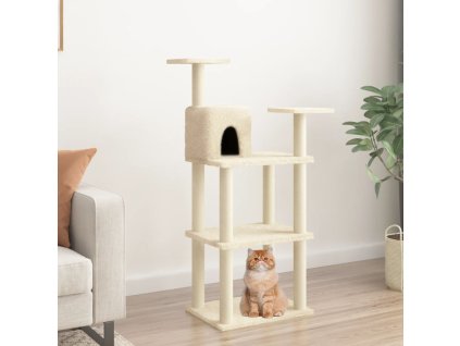 Škrabadlo pro kočky se sisalovými sloupky krémové 118,5 cm 171427